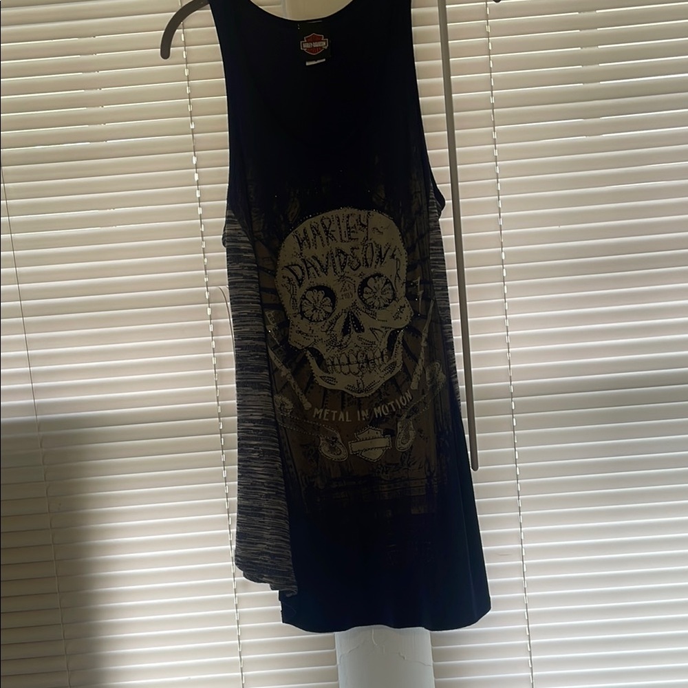 Harley-Davidson Black and Gold Skull Tank Top